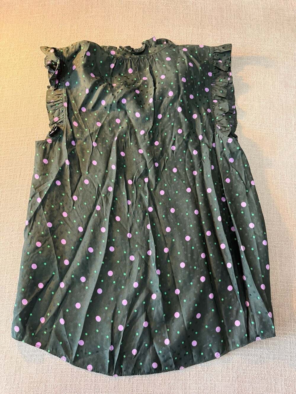 NWT Kate Spade New York Womens Blouse Green S Sleeveless Pop Dots Pine Forest - Picture 5 of 5